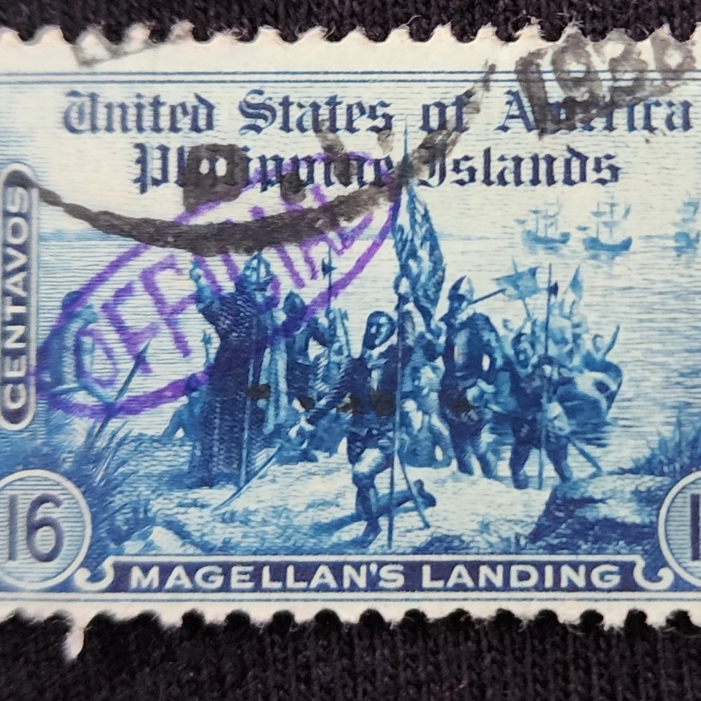 Vintage Philippines Stamp HAND STAMPED OFFICIAL Magellan's Landing Stamp